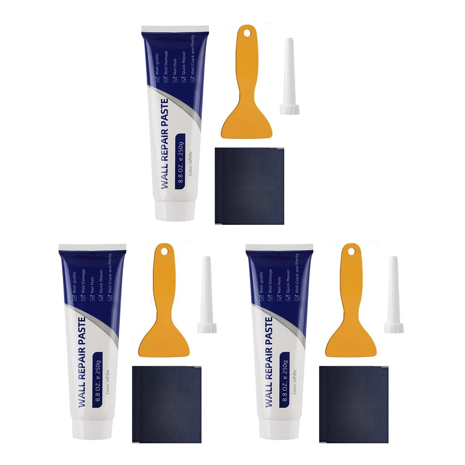 Dry Wall Patch Repair Kit 250g Wall Mending Agents Multi-Functional Quick-Drying Wall Repair Paste Heavy Duty Concrete Sealant Peaceful Pleasures Health and Wellness 3pcs