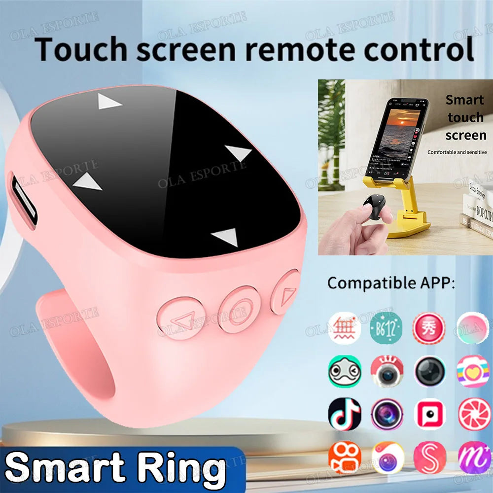 New Smart Fingertip Ring Remote Control Wireless Bluetooth Mobile Selfie Mice Selfie Video Automatic Page Turner Browsing 2026 Peaceful Pleasures Health and Wellness Pink B