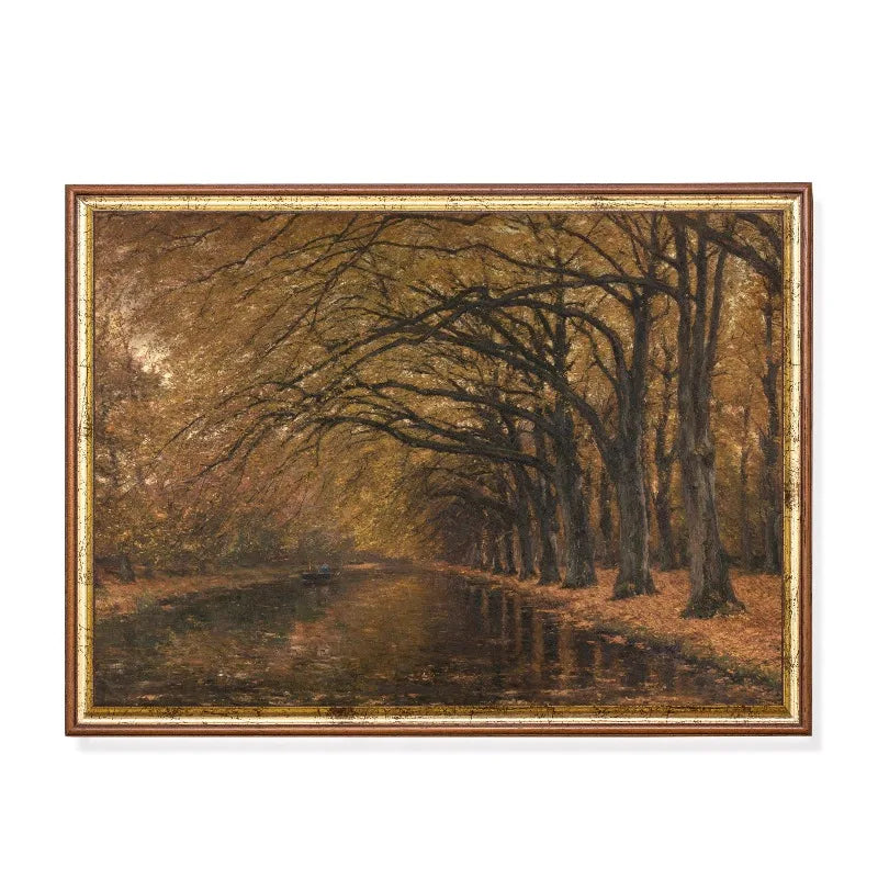Vintage Autumn Forest Canvas Wall Art | Rustic Farmhouse Decor