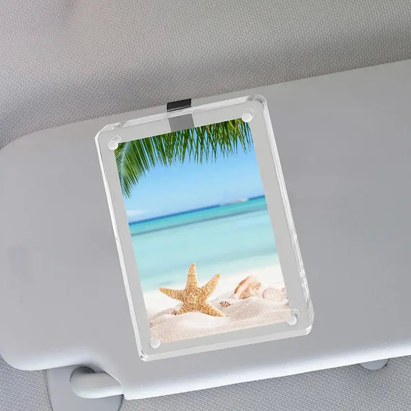 Car Sun Visor Photo Holder Magnetic Acrylic Picture Frame Clip for Vehicle Interior Decoration and Photo Display Peaceful Pleasures Health and Wellness