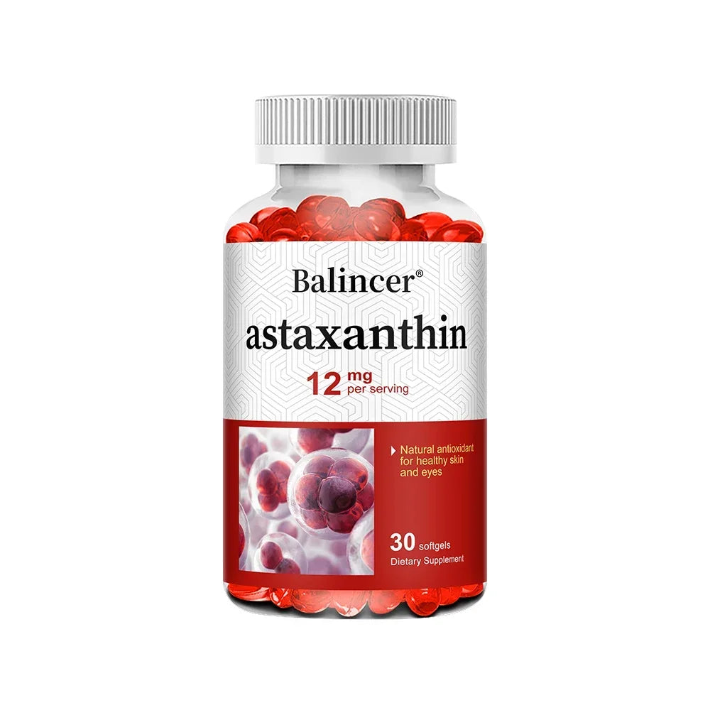 Astaxanthin 12mg - Supports Eye Health, Joint Health, Internal Circulation, Skin Health, Boosts Immunity, Improves Digestion Peaceful Pleasures Health and Wellness 30 count-1 bottle