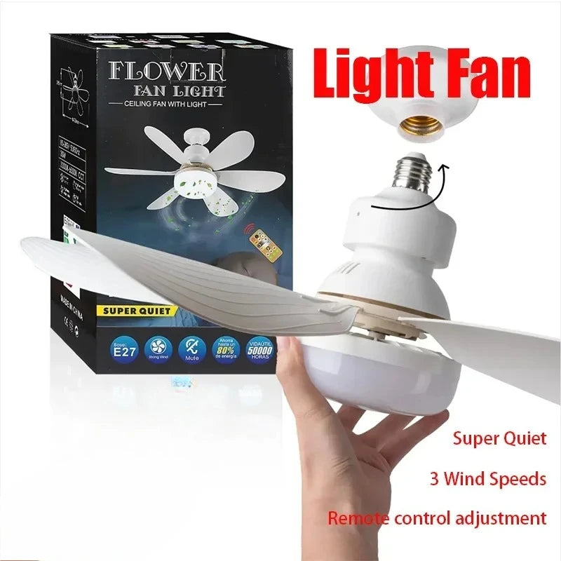 E27 LED 30W Ceiling Fan Light with Remote Control & Dimmer