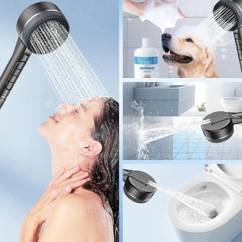 4-Mode Handheld Shower Head | Self-Cleaning, High Pressure