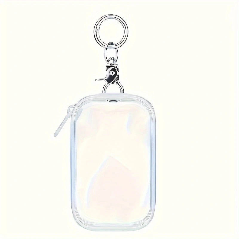 Figure Display Bag with Keychain, Clear Pouch Blind Box Display Bag Mystery Box Mini Figures Carrying Case Keychain Charms Peaceful Pleasures Health and Wellness White Other