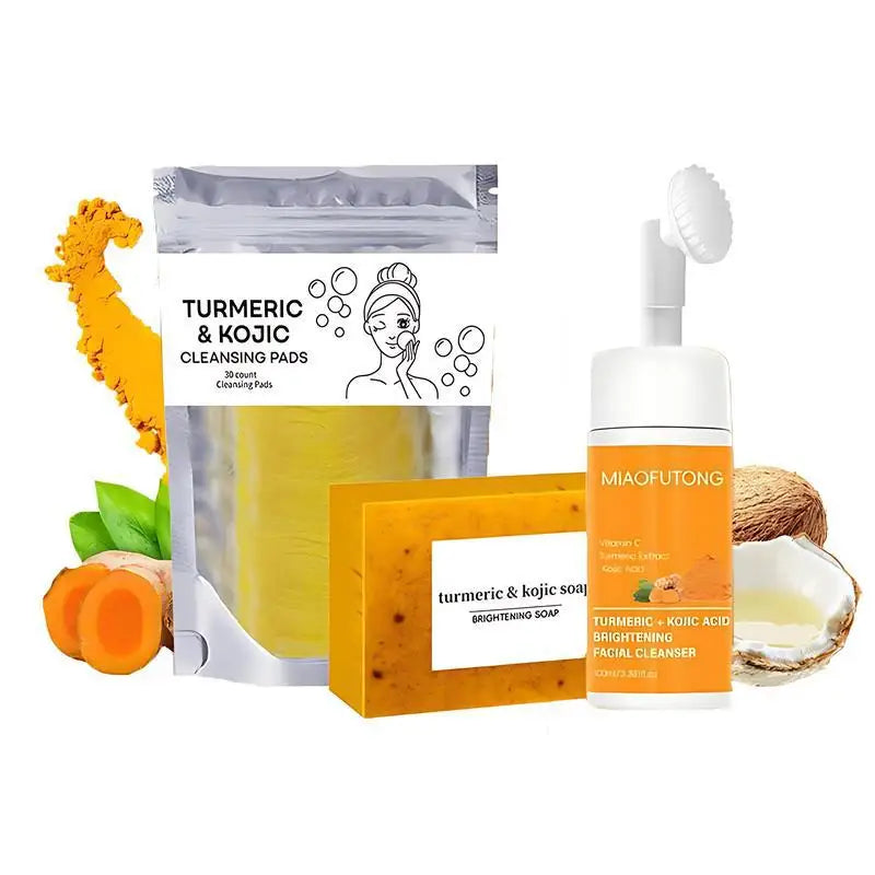 Turmeric & Kojic Acid Cleanser Soap Set – Brighten & Deep Clean