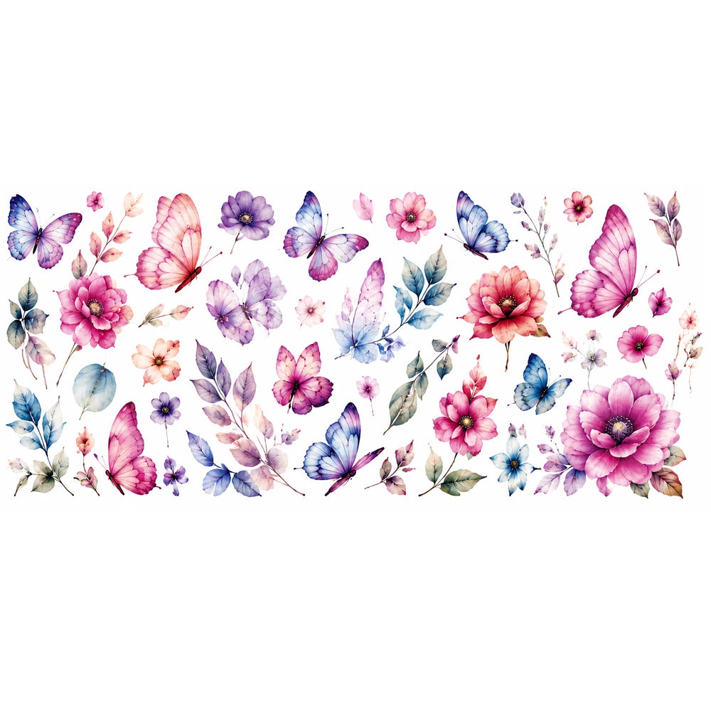 Watercolor Butterfly UV DTF Transfer Sticker | 16oz Cup Wrap Decal
