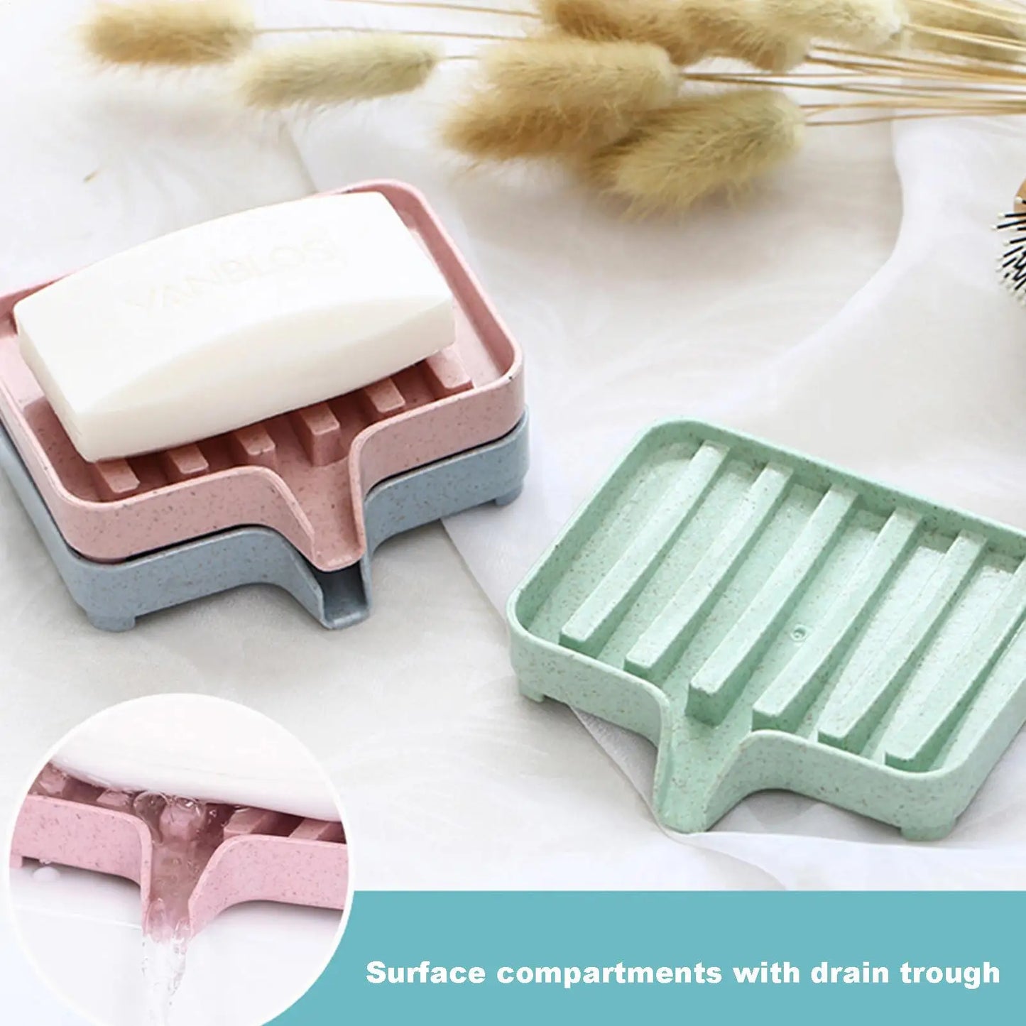 Eco-Friendly Soap Dish with Drain Tray | Bathroom Soap Holder