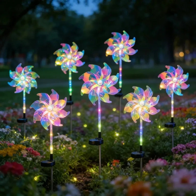 LED Solar Windmill Garden Lights – IP65 Waterproof Lawn Decor