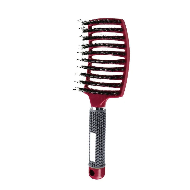 Multiple Color Hair Comb Detangling Hair Brush Bristle&Nylon Women Wet Massage Comb Curly Hairdressing Salon Styling Tools Peaceful Pleasures Health and Wellness red