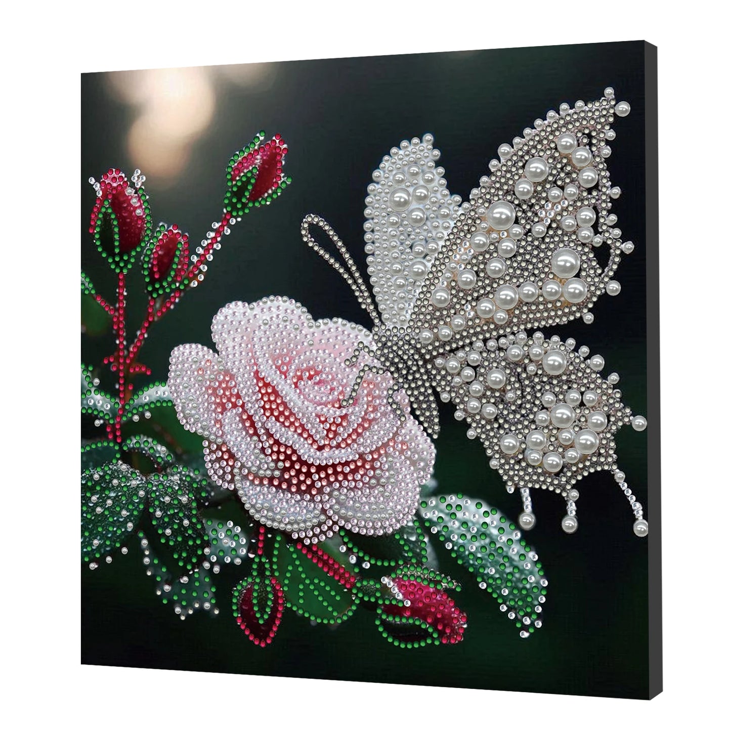 Pearl Gem Diamond Art Painting Kit with Frame 9.84x9.84in DIY Art Craft Pearl Diamond Painting for Adults Home Wall Decor Peaceful Pleasures Health and Wellness Butterfly Flower