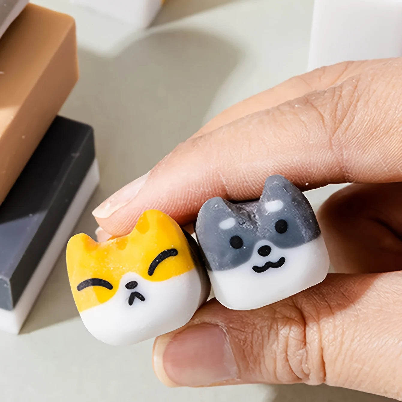 5-Piece Set of Randomly Assorted Animal-Patterned Rectangular Erasers, Super Cute Cat and Dog Erasers, Perfect for Pencils, Office Use, or as a Perfect Gift, Cartoon Fun Erasers Peaceful Pleasures Health and Wellness