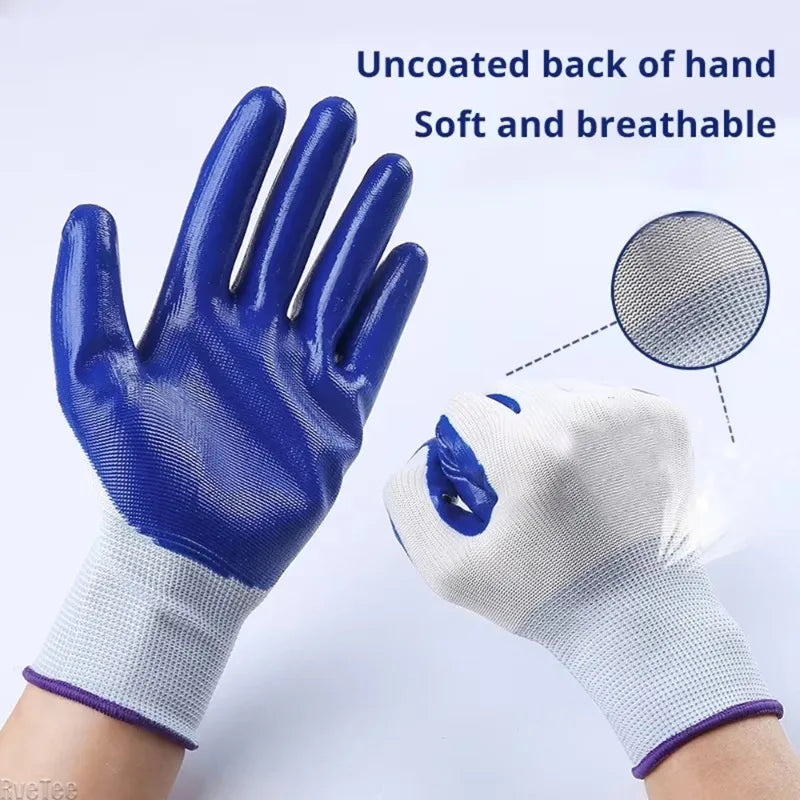 12-Pack Nitrile Coated Work Gloves | Grip & Breathable Knit