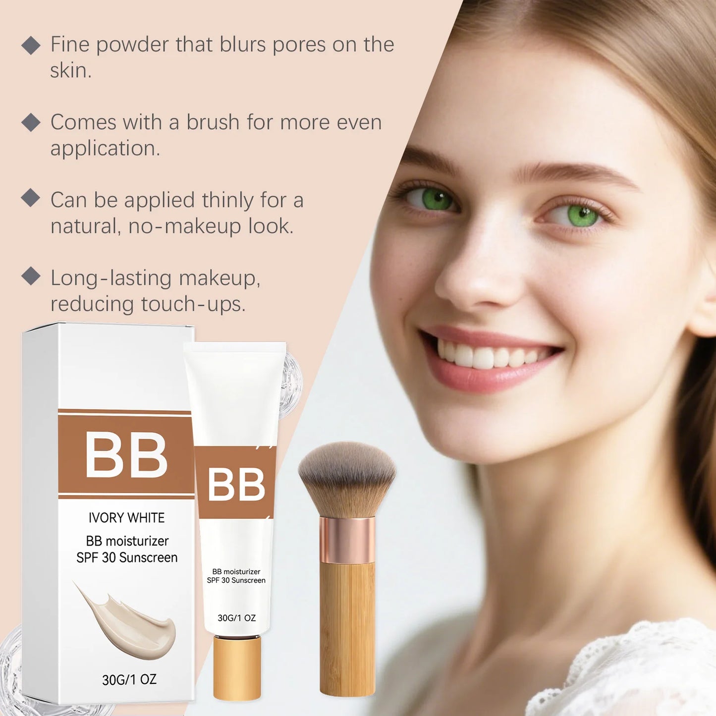 SPF30 BB Cream – Moisturizing, Concealing & Waterproof, 30g