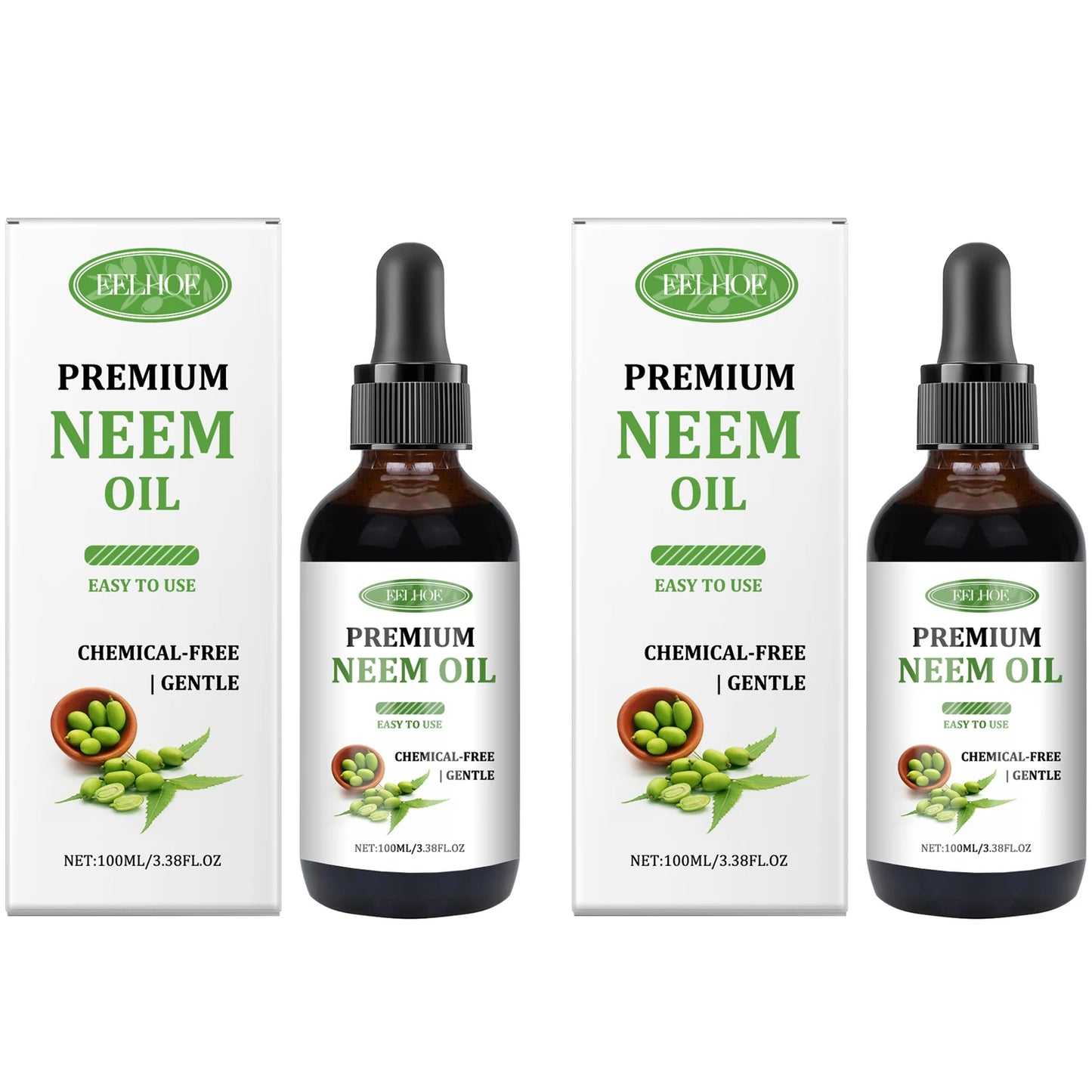 Premium Neem Oil Activating Hair Follicles Stimulate Hair Growth Deeply Moisturizing Skin Nourish Nail Surface Neem Massage Oil Peaceful Pleasures Health and Wellness 2 x 100ml Boxed 100ml
