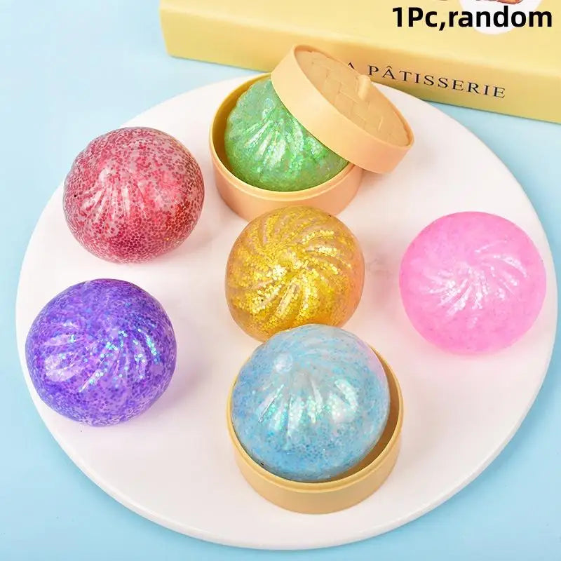 Glitter Steamed Bun Squeeze Ball – Stress Relief Squishy Toy