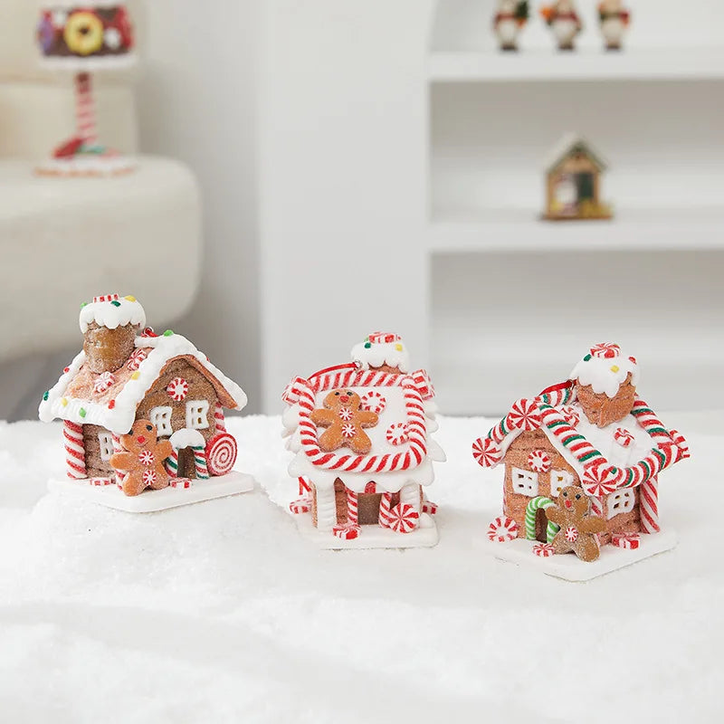 Christmas Decoration Glowing Small House Christmas Gift Soft Pottery Fairy Tale Candy House Atmosphere Decoration Window Display Peaceful Pleasures Health and Wellness