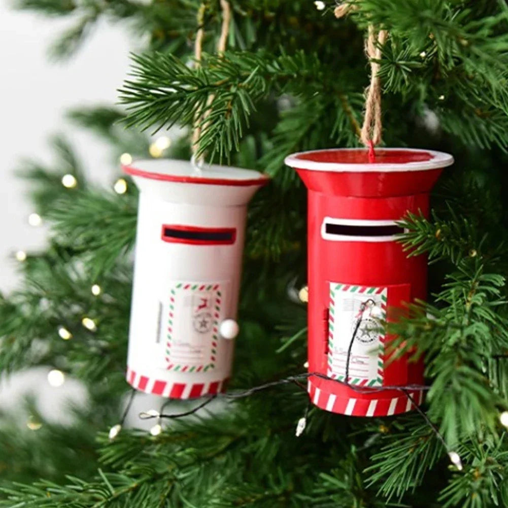 Metal Christmas Mailbox Ornaments | Festive Tree Decorations