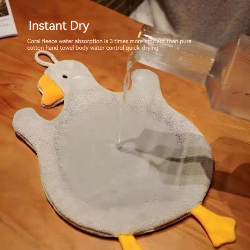 Cartoon Goose Hand Towel – Quick-Dry Hanging Kitchen & Bath Towel