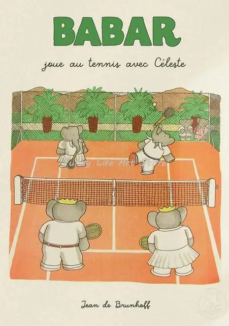 Vintage Babar Elephant Canvas Wall Art | Kids Nursery Poster