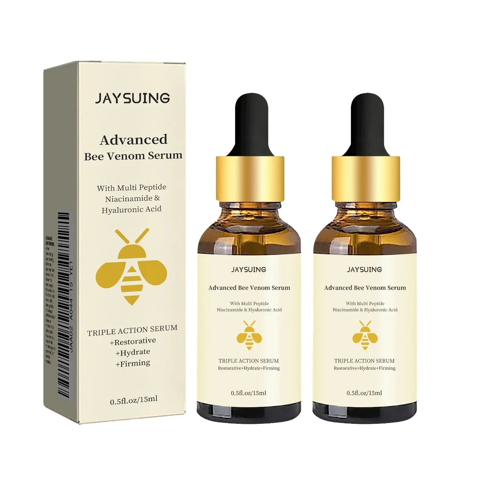 Jaysuing Bee Venom Serum Tighten Lightens Fine Lines Repair Dullness Moisturizing Firming Facial Skin Essence Brightening Skin Peaceful Pleasures Health and Wellness 2pcs
