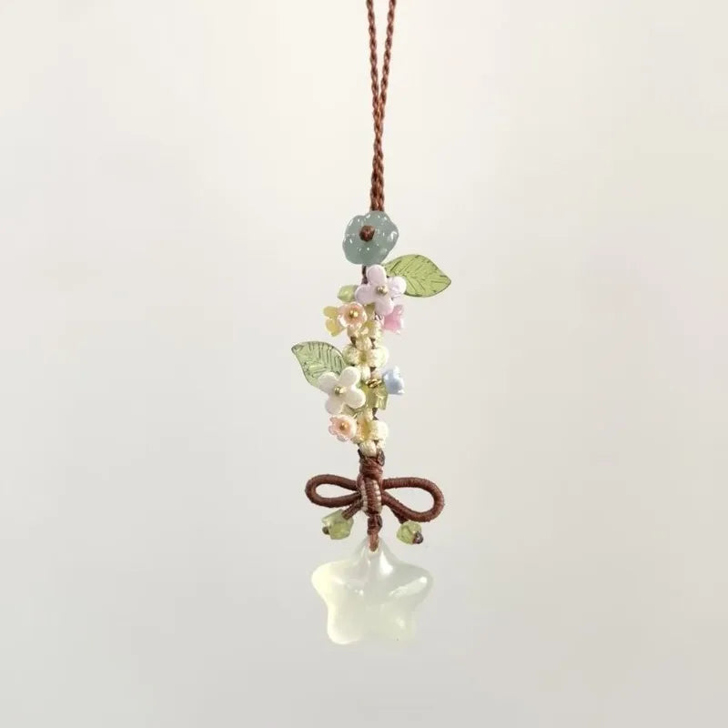 New Chinese Style Ice Transparent Star Flower Pendant Sweet and Cute Mobile Bag Pendant Peaceful Pleasures Health and Wellness