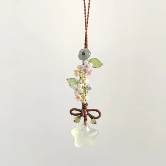 New Chinese Style Ice Transparent Star Flower Pendant Sweet and Cute Mobile Bag Pendant Peaceful Pleasures Health and Wellness