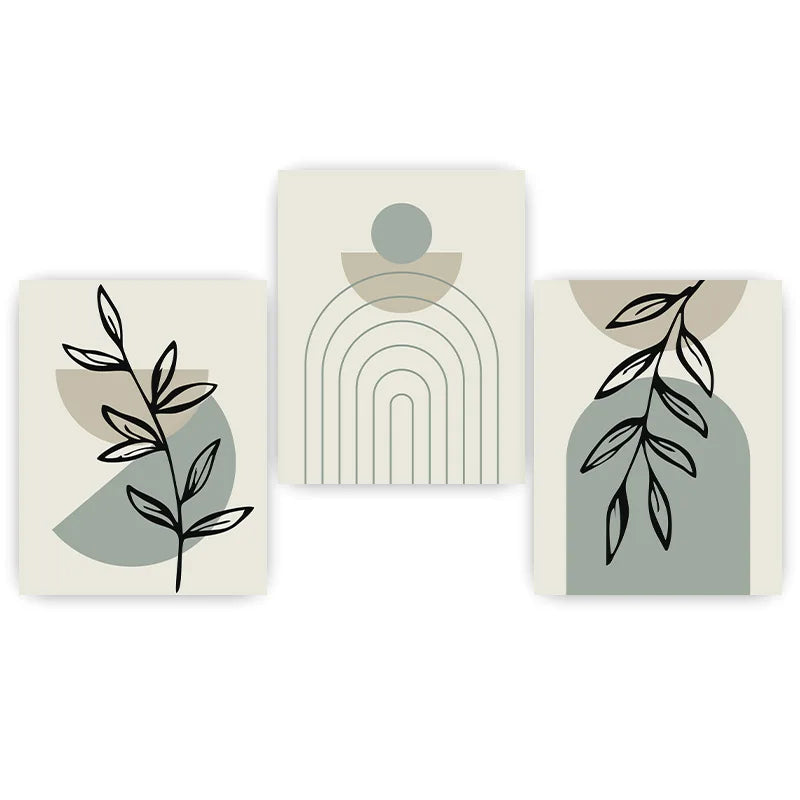 Nordic Minimalist Abstract Leaf Geometric Canvas Wall Art Print Canvas Wall Art Print Peaceful Pleasures Health and Wellness 01 15x20cm No Frame China Mainland
