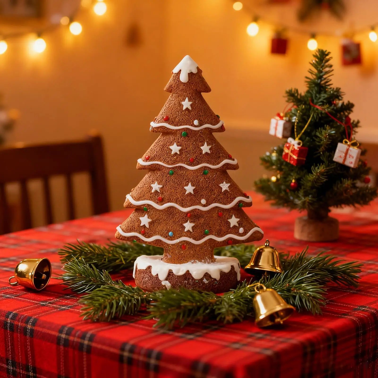 Table Christmas Tree Gingerbread Holiday Statue Gingerbread Tree Figurines Christmas Decorations For Holiday Indoor Desk Shelf Peaceful Pleasures Health and Wellness
