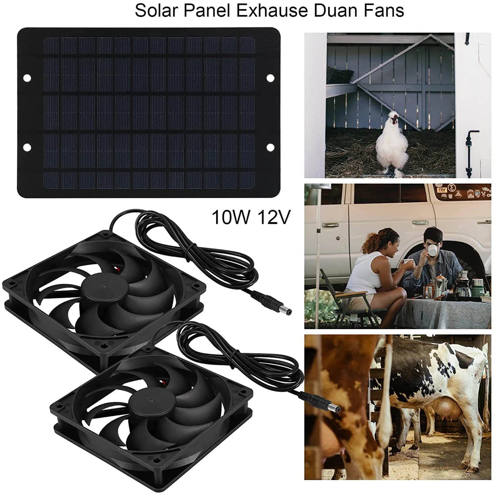 Solar Powered Fan Exhaust Fan Waterproof Dual Exhaust Fan Air Extractor For Camping Greenhouse Kitchen Animal House Peaceful Pleasures Health and Wellness