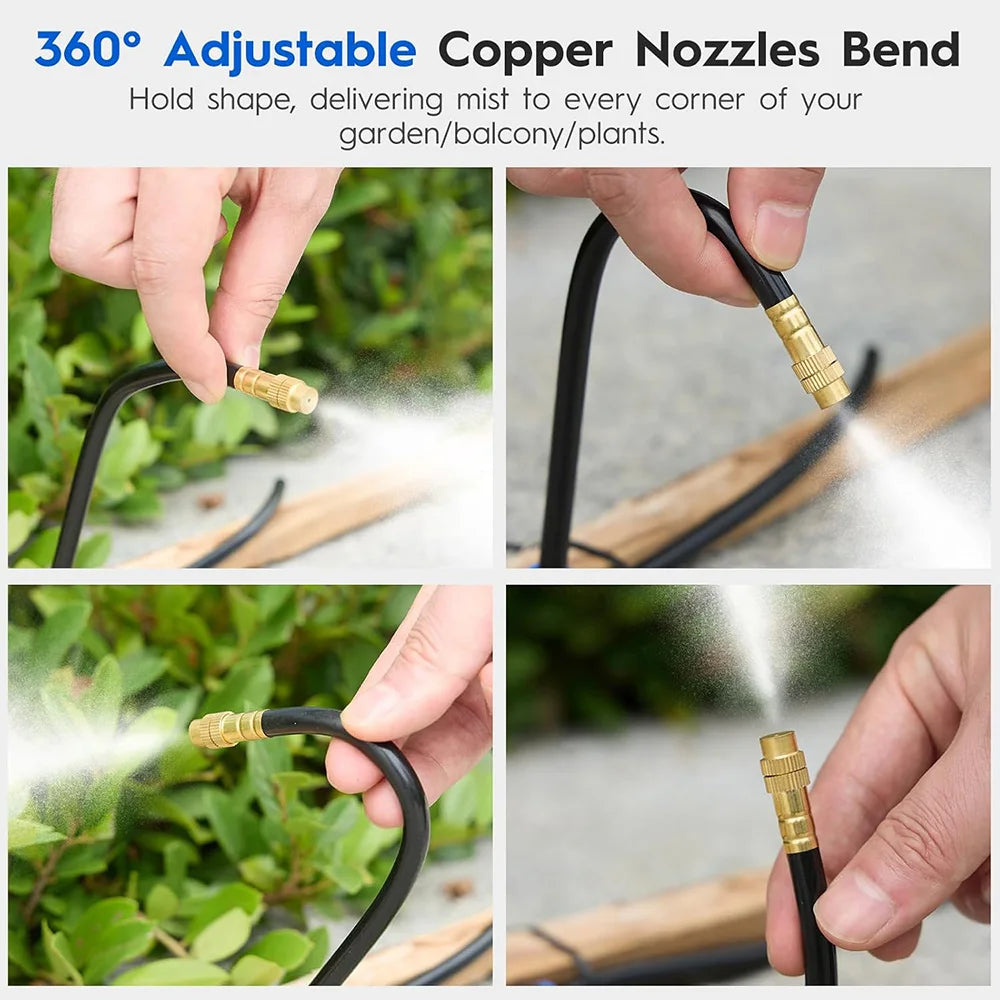 20/30/50cm 360° Bend Brass Misting Nozzles 6/8/10/12mm Quick Connect Garden Irrigation Auto Watering Adjustable Atomizer Sprayer Peaceful Pleasures Health and Wellness
