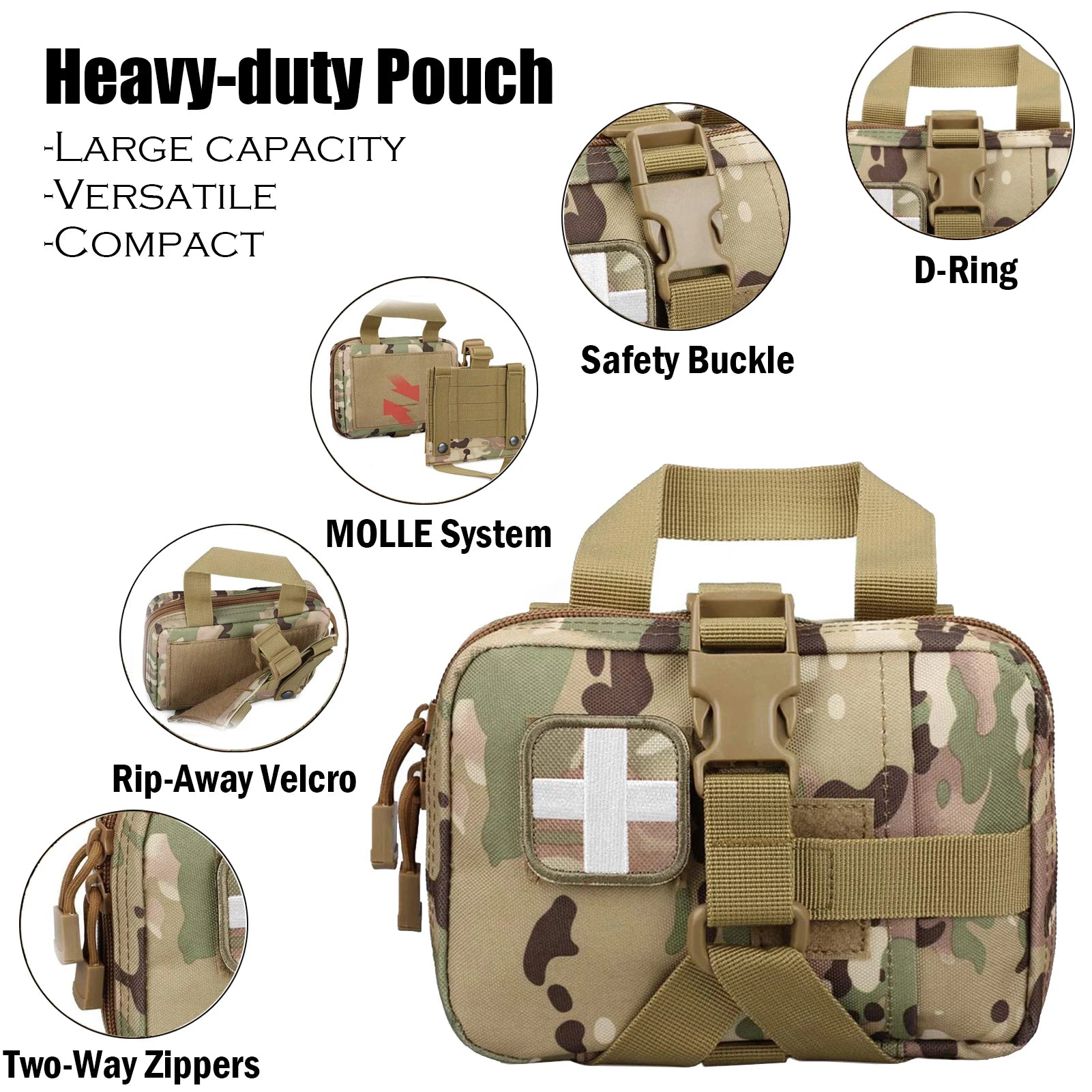 IFAK Trauma Kit First Aid Medical Pouch Emergency Tourniquet Chest Seal Survival Gear Equipment with Molle Car Travel Hiking Peaceful Pleasures Health and Wellness