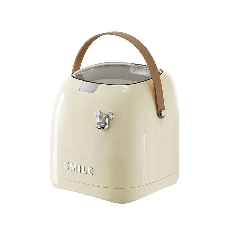 Desktop Decoration Wastebasket Trash Can Small Paper Basket Recycle Bin Handle Tissue Storage Box Deluxe Mini Household Cleaning Peaceful Pleasures Health and Wellness