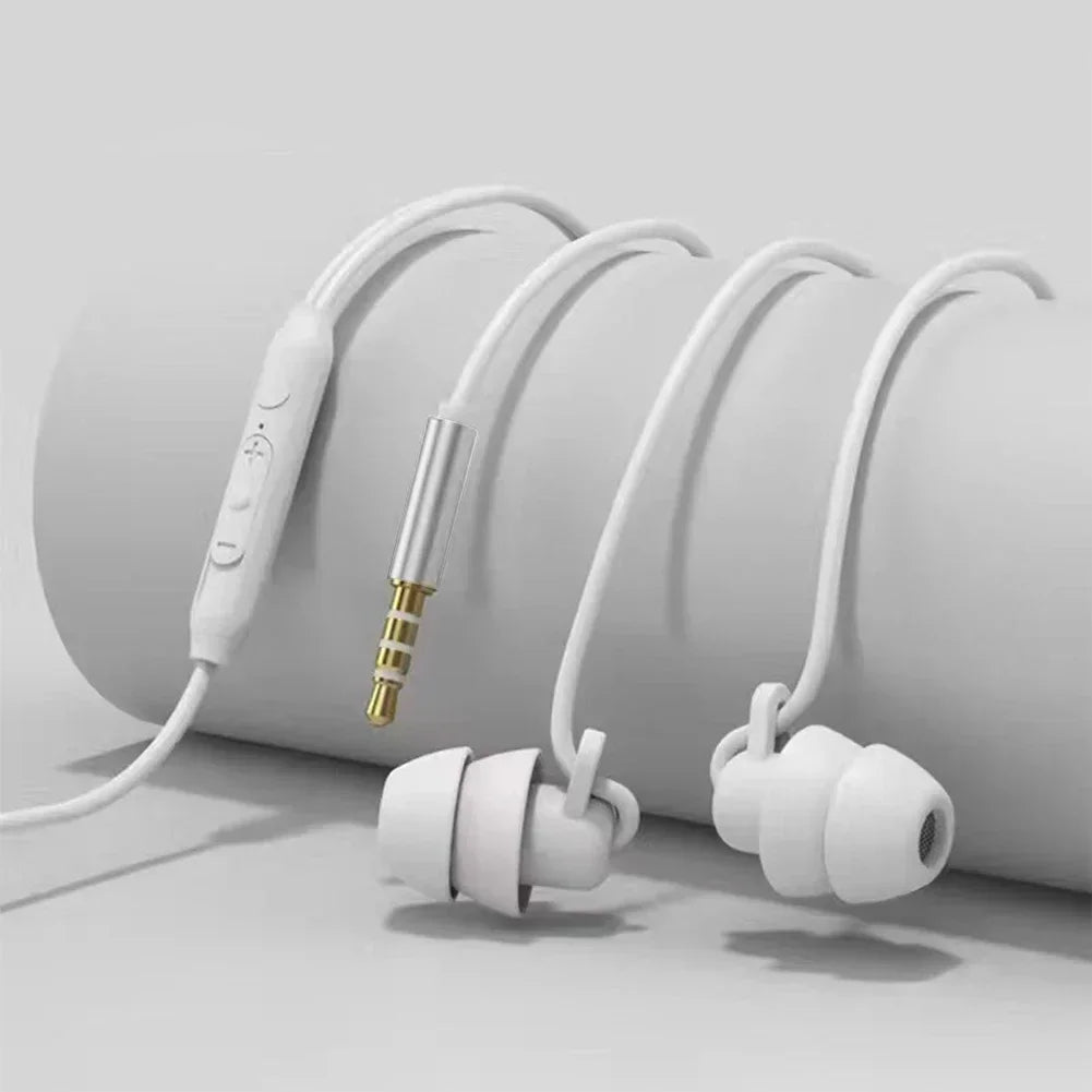 Silicone Sleep Earphones 3.5mm Wired In-Ear Headphones with Mic