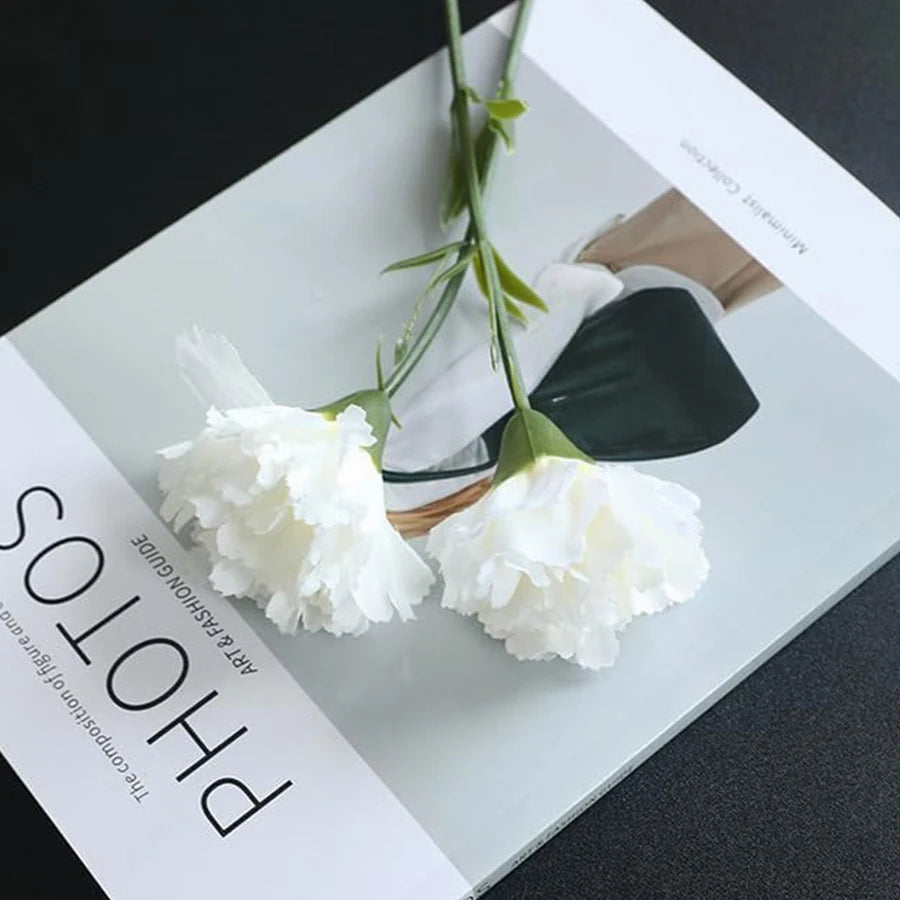 Silk Carnation Artificial Flowers 5/10pcs | Wedding & Home Decor