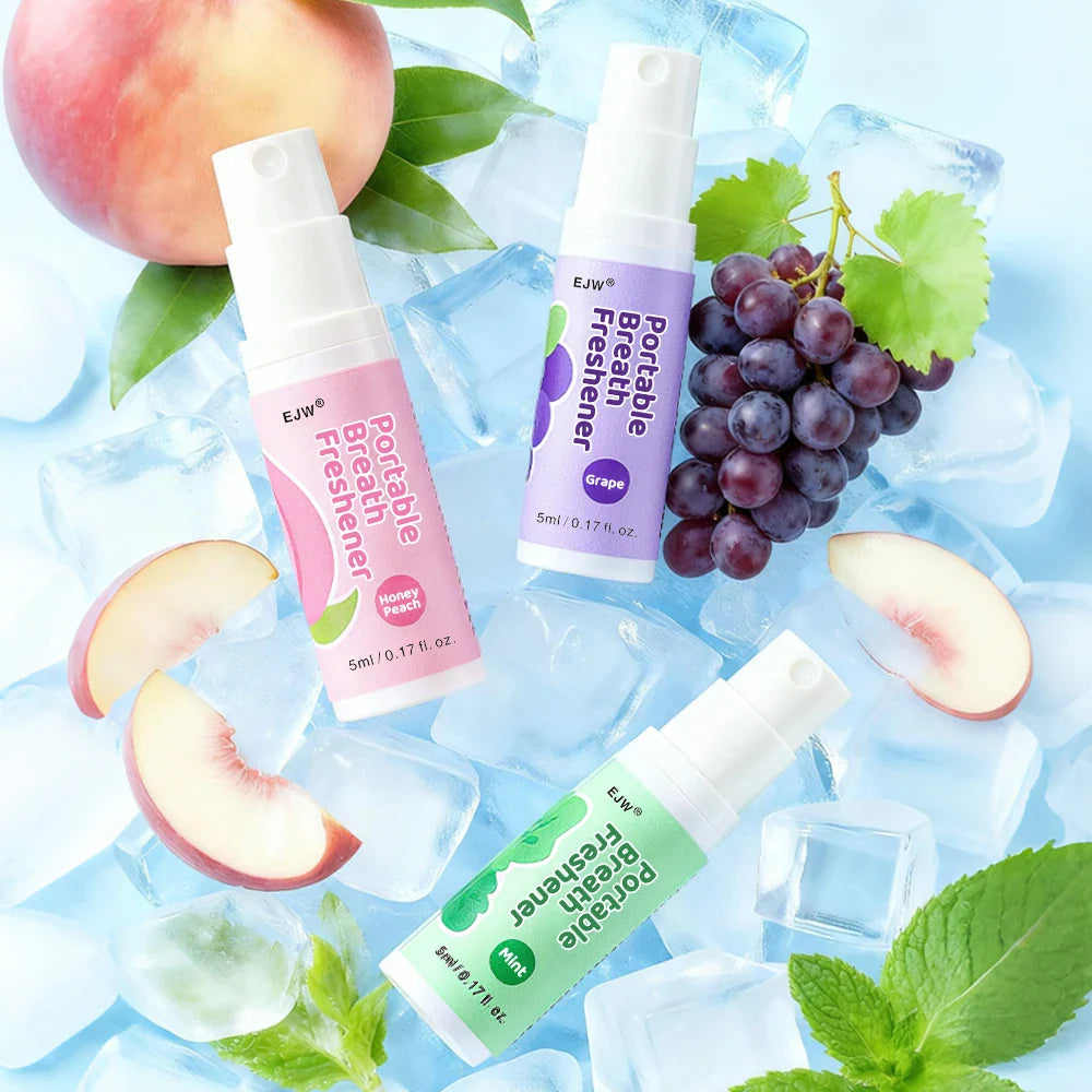 Alcohol-Free Oral Breath Spray – Mint, Peach & Grape Flavors