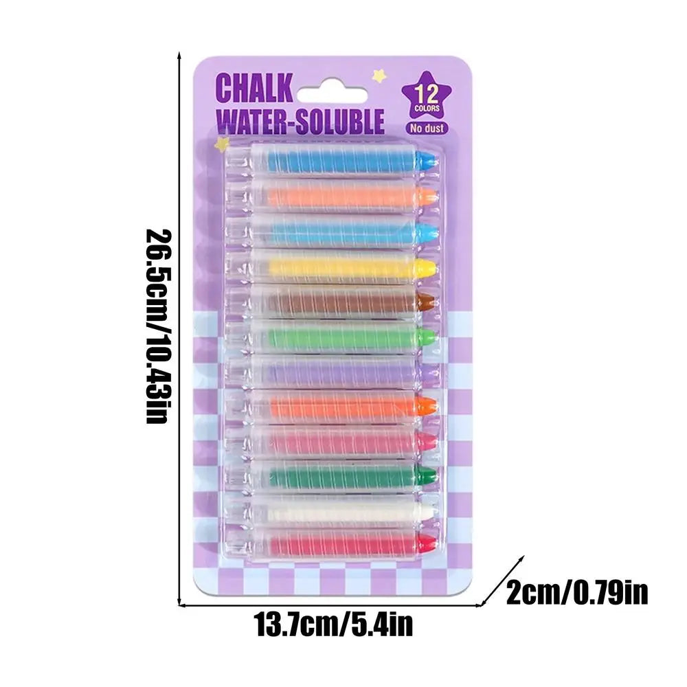 12-Color Dustless Chalk Set – Washable, Erasable & Dust-Free