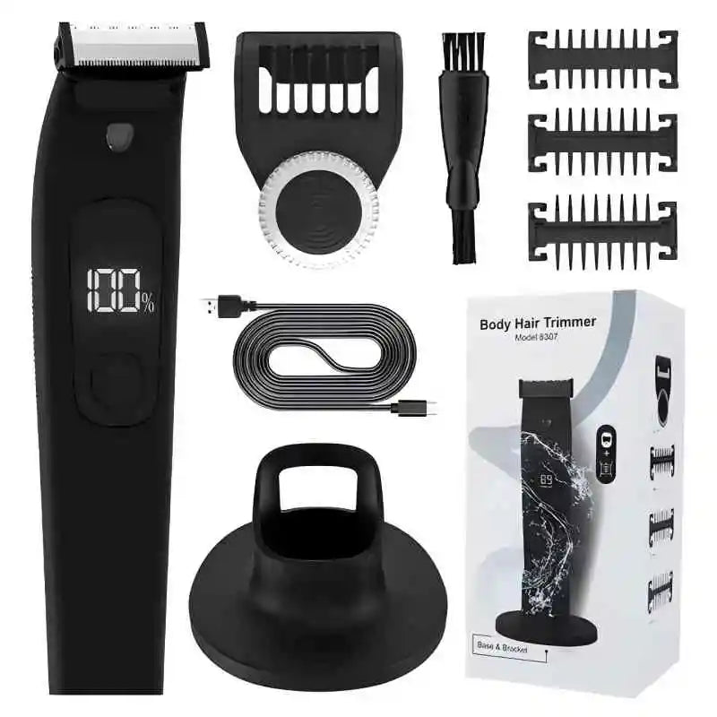 Portable LED electric shaving kit for men - waterproof ceramic single-edge hair trimmer - handheld groin beauty set Peaceful Pleasures Health and Wellness black
