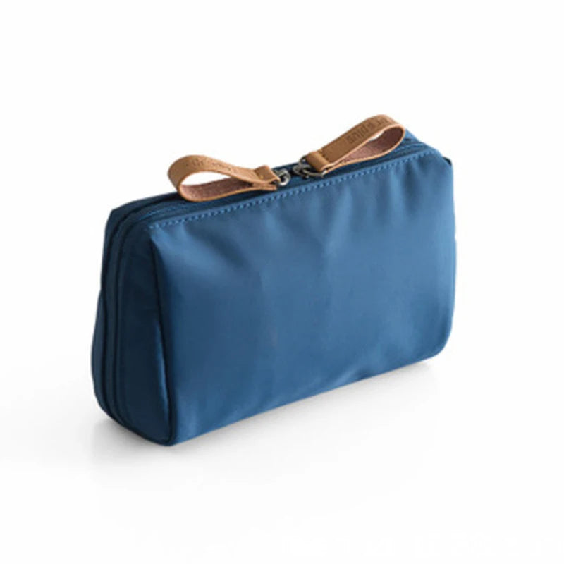 Makeup Bag For Purse Portable Waterproof Cosmetic Bag Lipstick Storage Travel Zipper Pouch For Women Toiletry Organizer Case Peaceful Pleasures Health and Wellness Navy blue