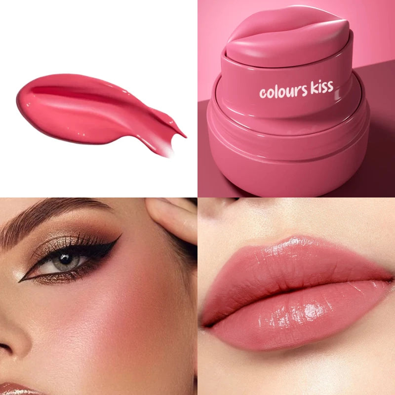 Multicolor Lip Cheek Tint Balm 2-in-1 Cheek Dual Purpose Lipstick Cute Round Jar Long Lasting Natural Moisturize Makeup Lipstick Peaceful Pleasures Health and Wellness 07