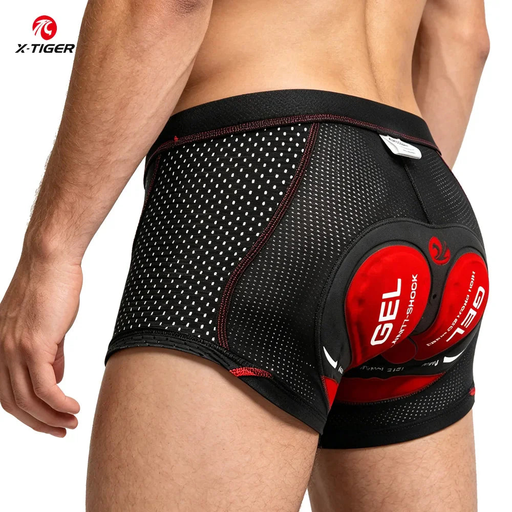 X-TIGER Men's 5D Gel Padded Cycling Boxer Shorts – MTB & Road