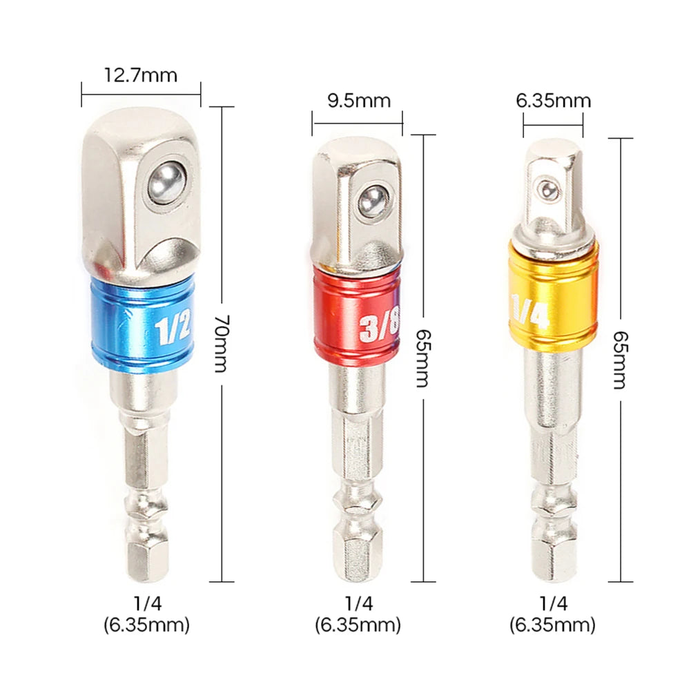 Hex Shank Drill Socket Adapter Impact Driver Square Bits Bar