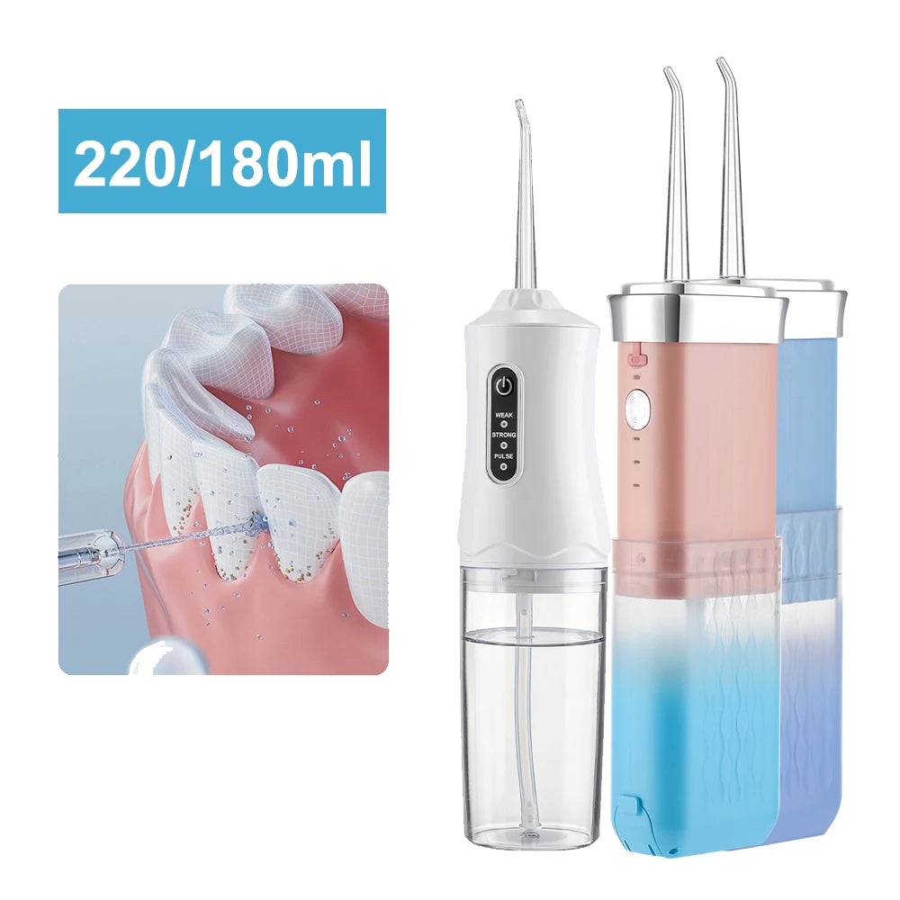 220/180ml Mini Cordless Water Flosser For Travel 3 Modes Rechargeable Oral Irrigator for Braces Sensitive Gums Daily Oral Care Peaceful Pleasures Health and Wellness