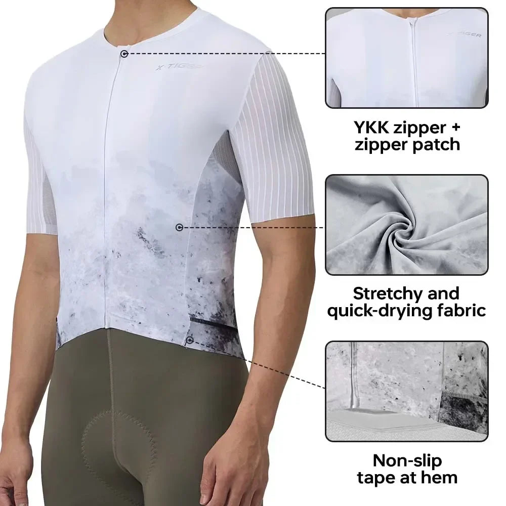 X-TIGER Men's Breathable Cycling Jersey – Short Sleeve Road Bike