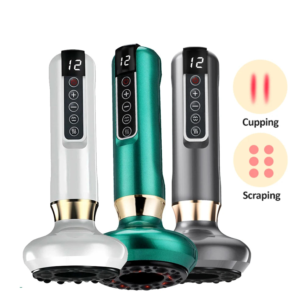 Smart Body Massage Suction Vacuum Cupping Device 6/12 Levels Anti Cellulite Heating Cans Back Guasha Scarping Chinese Meridian Peaceful Pleasures Health and Wellness