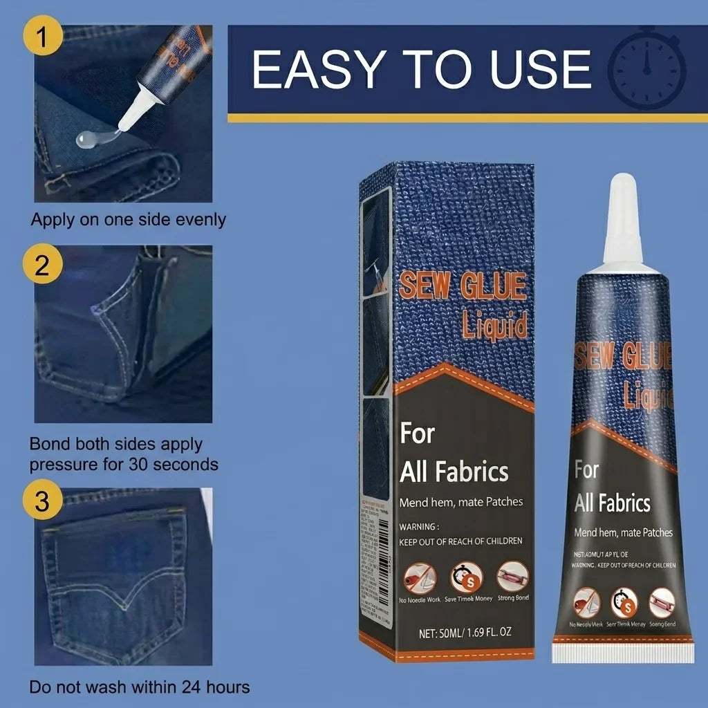 50ml Fabric Sewing Glue Kit – Fast-Drying Clothes & Leather Fix