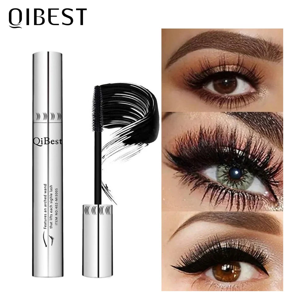 QIBEST 4D Mascara Black Curling Lash Eyelash Extension Waterproof Liquid Volume Silky Mascara Long Lasting Eye Cosmetics Peaceful Pleasures Health and Wellness