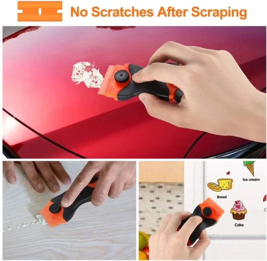 2-in-1 Glass Scraper & Squeegee Tool for Car, Window & Kitchen
