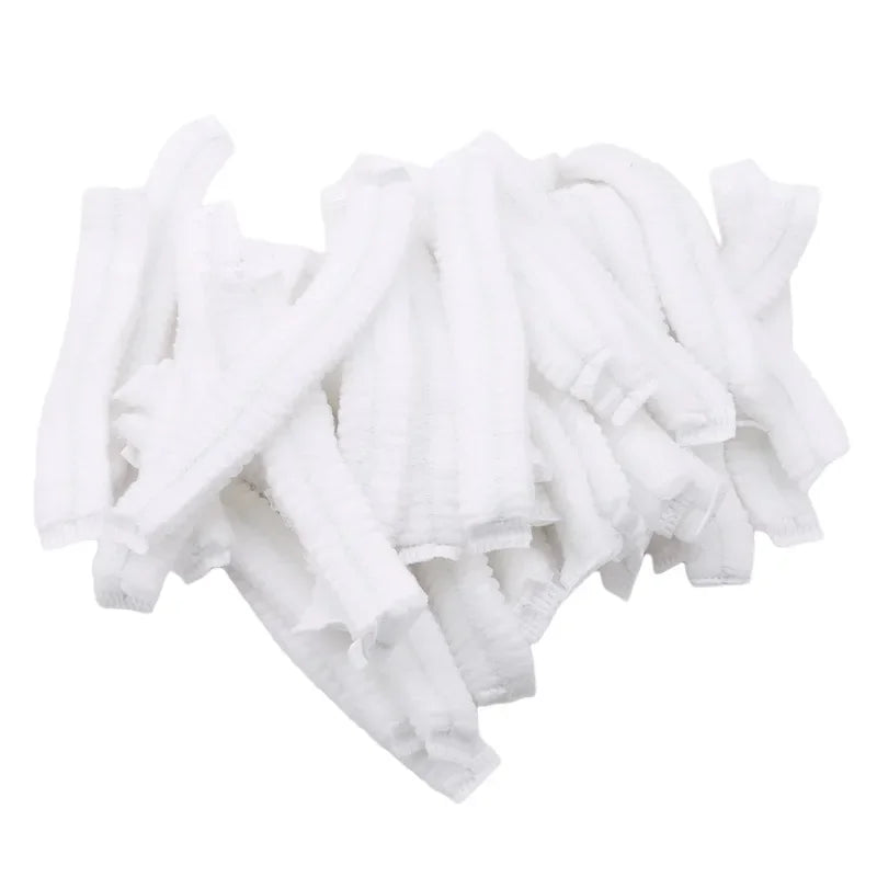 100pcs/Pack Disposable Bathing Cap Hair Head Covers Net Bouffant Dustproof Anti Dust Caps Breathable Shower Bathing Hats Kitchen Peaceful Pleasures Health and Wellness White