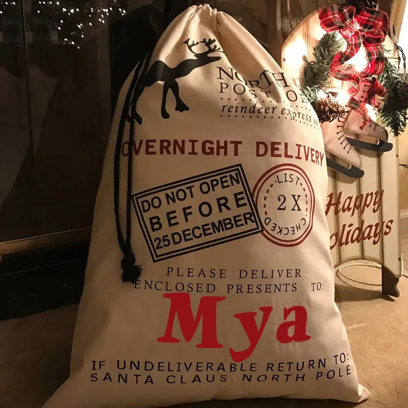 Personalized Reindeer Santa Sack | Christmas Gift Bag for Kids