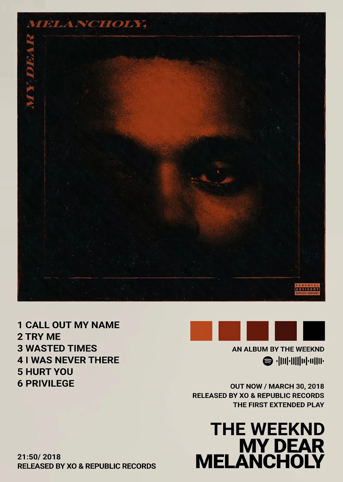 Music Album Star The Weeknd Hip Hop Posters Prints Canvas Painting Singer Wall Art Picture for Living Room Home Decoration Gift Peaceful Pleasures Health and Wellness DM8-5 50x70cm Unframed